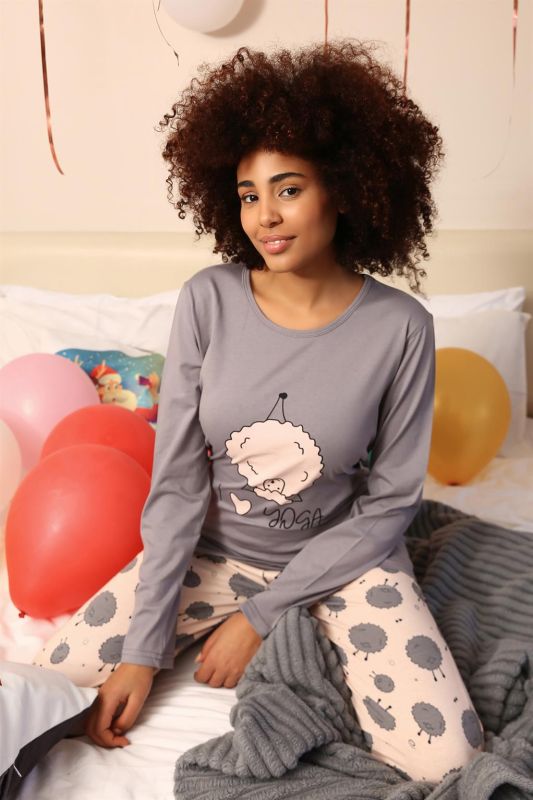 Moda Çizgi Kadın Penye Uzun Kol Pijama Takım 4186 - 6