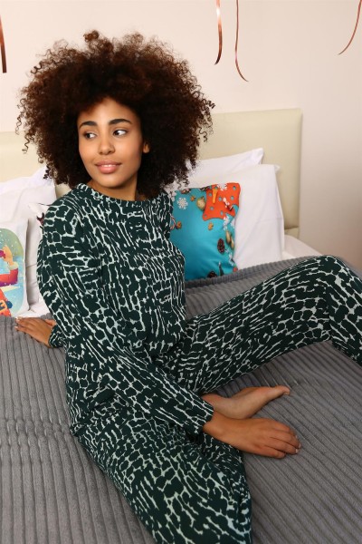 Moda Çizgi Kadın Uzun Kol 3 İplik Penye Pijama Takım 4181 - Thumbnail