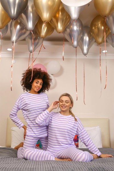 Moda Çizgi Kadın Uzun Kol Penye Pijama Takım 4175 - Thumbnail
