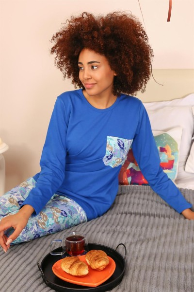 Moda Çizgi Kadın Uzun Kol Penye Pijama Takım 4194 - Thumbnail