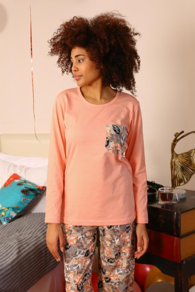 Moda Çizgi Kadın Uzun Kol Penye Pijama Takım 4196 - Thumbnail