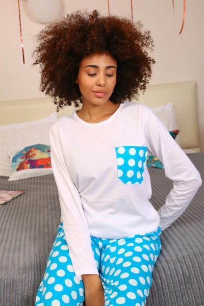 Moda Çizgi Kadın Uzun Kol Penye Pijama Takım 4197 - Thumbnail