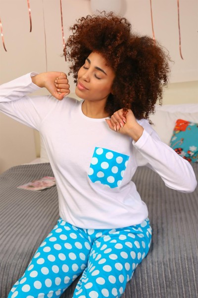 Moda Çizgi Kadın Uzun Kol Penye Pijama Takım 4197 - Thumbnail