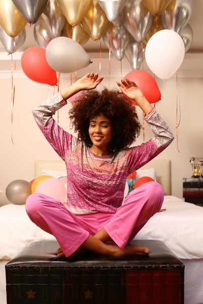 Moda Çizgi Kadın Uzun Kol Penye Pijama Takım 4202 - Thumbnail