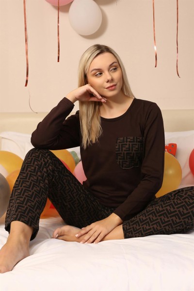 Moda Çizgi Kadın Uzun Kol Penye Pijama Takım 4204 - Thumbnail