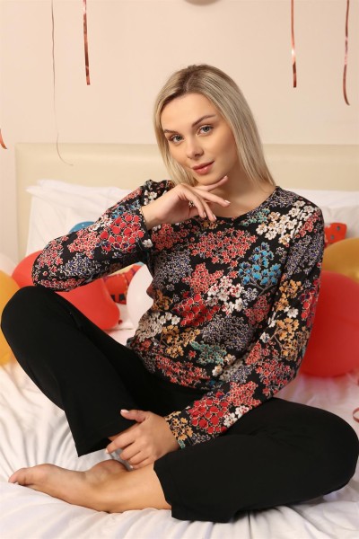 Moda Çizgi Kadın Uzun Kol Penye Pijama Takım 4205 - Thumbnail
