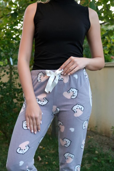 Moda Çizgi Kadın Welsoft Polar Tek Alt Pijama 210053 - Thumbnail