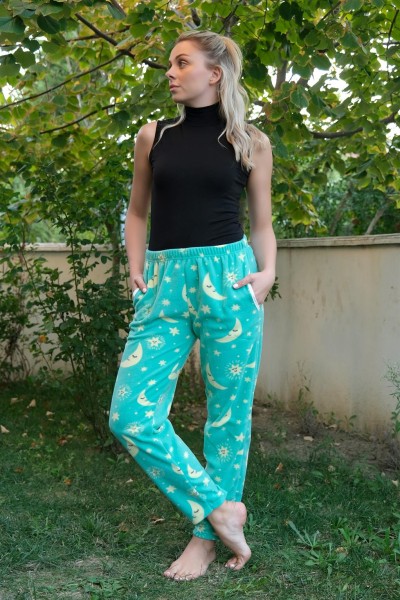 Moda Çizgi - Moda Çizgi Kadın Welsoft Polar Tek Alt Pijama 210057