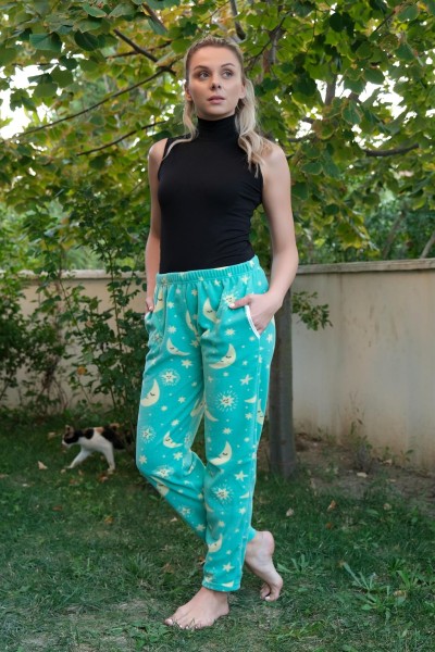 Moda Çizgi Kadın Welsoft Polar Tek Alt Pijama 210057 - Thumbnail