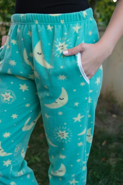 Moda Çizgi Kadın Welsoft Polar Tek Alt Pijama 210057 - Thumbnail