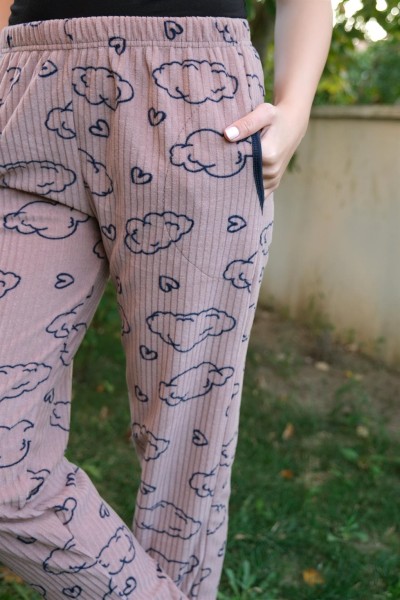 Moda Çizgi Kadın Welsoft Polar Tek Alt Pijama 210058 - Thumbnail