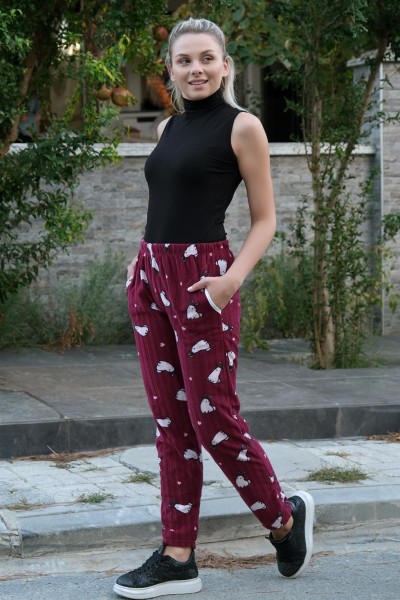 Moda Çizgi Kadın Welsoft Polar Tek Alt Pijama 210065 - Thumbnail