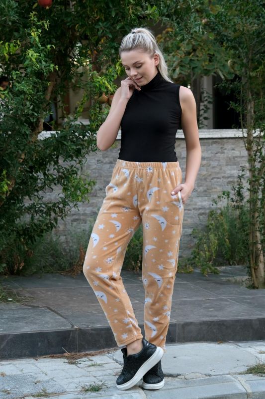 Moda Çizgi Kadın Welsoft Polar Tek Alt Pijama 210067 - 2