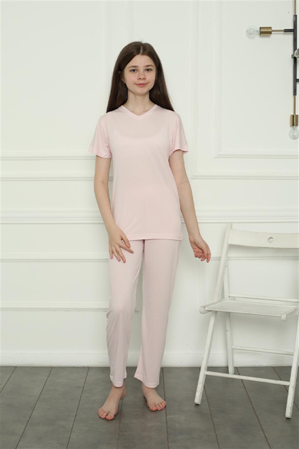 Moda Çizgi Kız Çocuk Penye Pijama Takım 20400 - 7-8 | Pembe