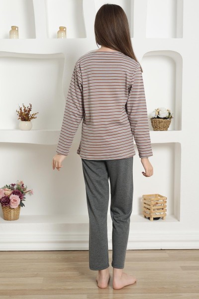 Moda Çizgi Kız Çocuk Penye Pijama Takım 20424 - Thumbnail