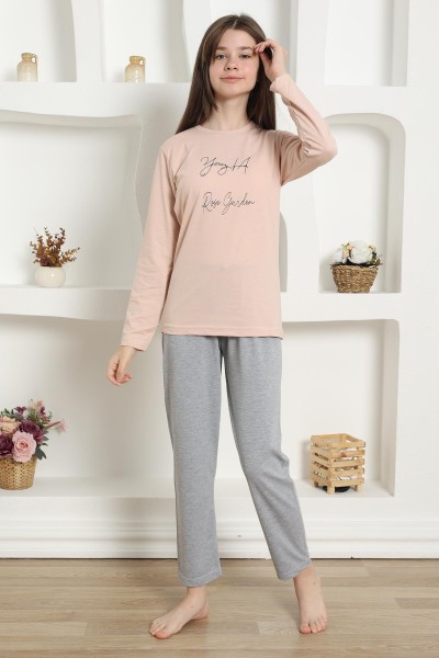 Moda Çizgi Kız Çocuk Penye Pijama Takım 20425 - Thumbnail