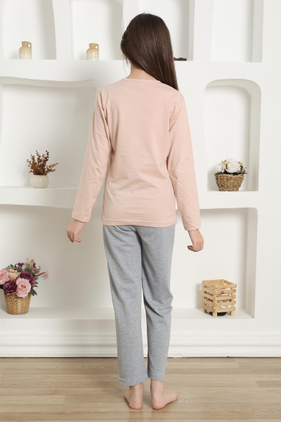 Moda Çizgi Kız Çocuk Penye Pijama Takım 20425 - Thumbnail