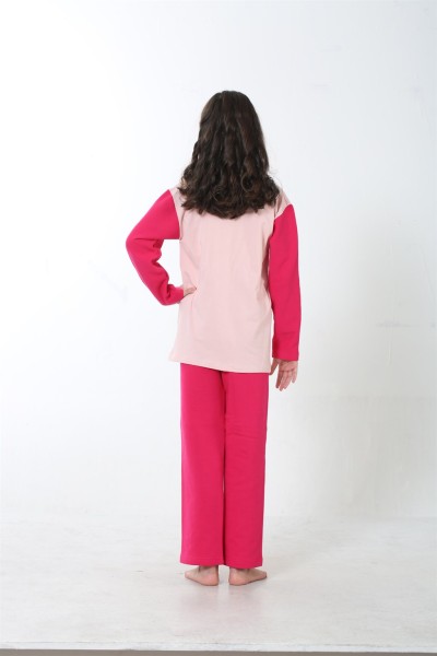 Moda Çizgi Kız Çocuk Penye Pijama Takım 4503 - Thumbnail