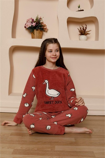 Moda Çizgi Kız Çocuk WelSoft Polar Vizon Pijama Takımı 20525 - Thumbnail