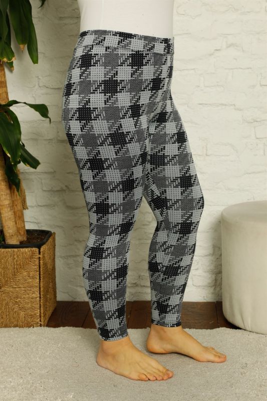 Moda Çizgi Penye Büyük Beden Tayt 5891 - 1