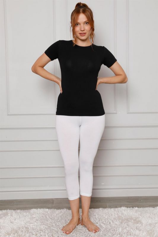 Moda Çizgi Penye Likralı Diz Altı Tayt 5873P - 1