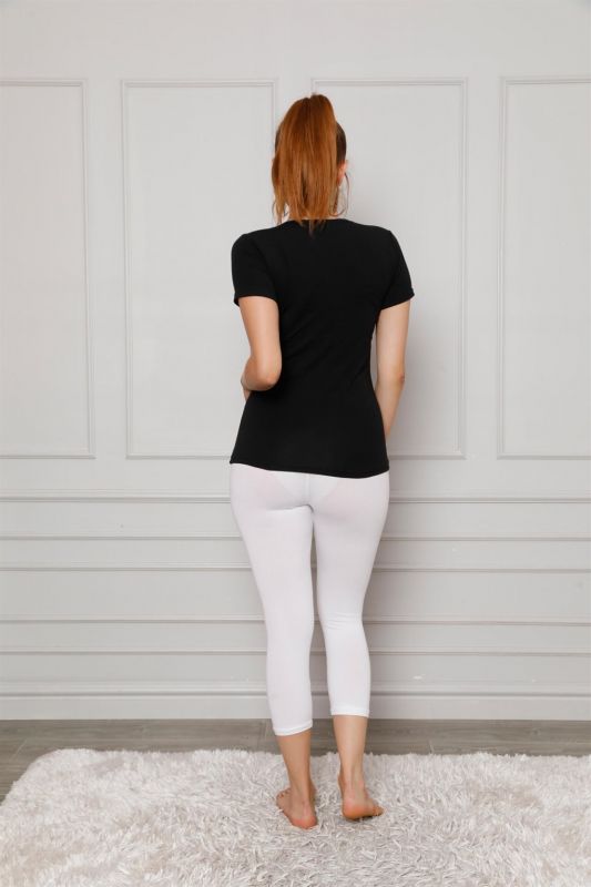 Moda Çizgi Penye Likralı Diz Altı Tayt 5873P - 3