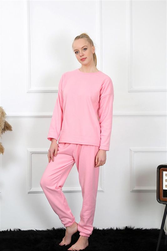 Moda Çizgi Polar Women's Pink Pajama Set 4130 - 3