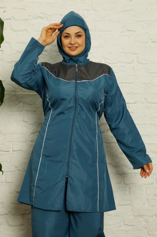 Moda Çizgi Tam Tesettür Büyük Beden Mayo 32022 - 1
