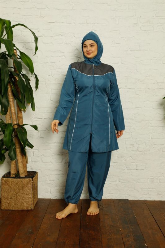 Moda Çizgi Tam Tesettür Büyük Beden Mayo 32022 - 2