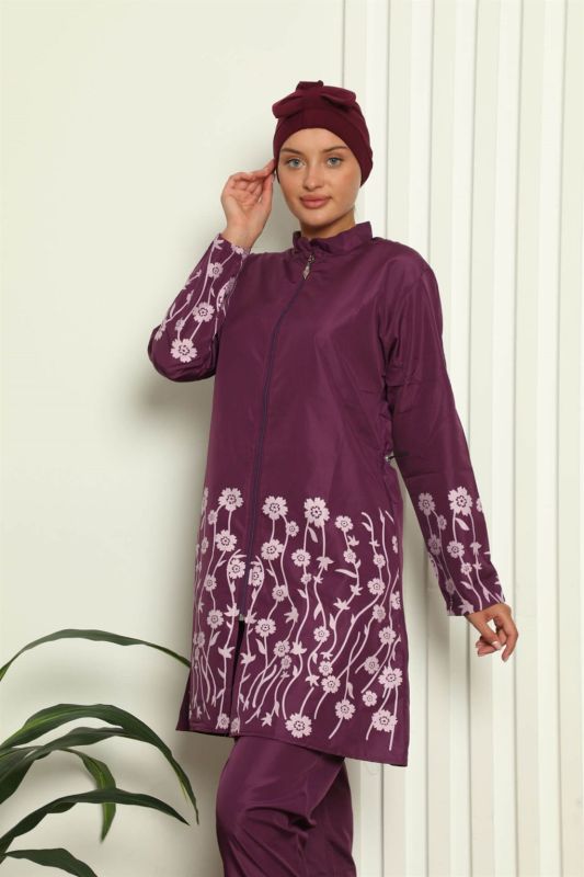 Moda Çizgi Tam Tesettür Çiçek Baskılı Mayo 31031 - 1