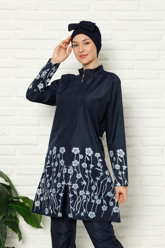 Moda Çizgi Tam Tesettür Çiçek Baskılı Mayo 31032 - 1