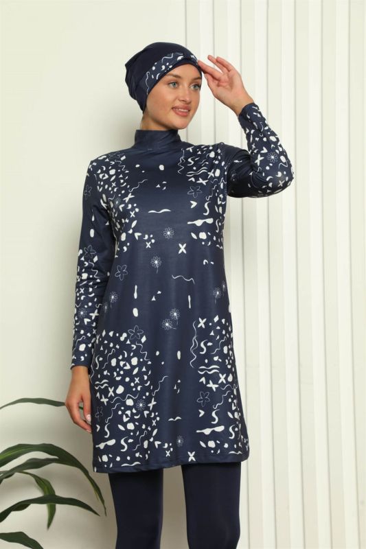 Moda Çizgi Tam Tesettür Dijital Desenli Mayo 31047 - 1
