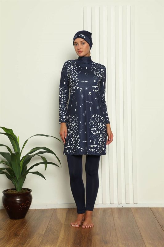 Moda Çizgi Tam Tesettür Dijital Desenli Mayo 31047 - 2