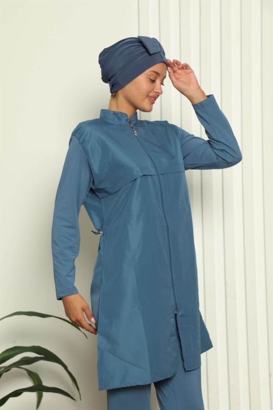 Moda Çizgi Tam Tesettür Pantolonlu Mayo 31034 - 1