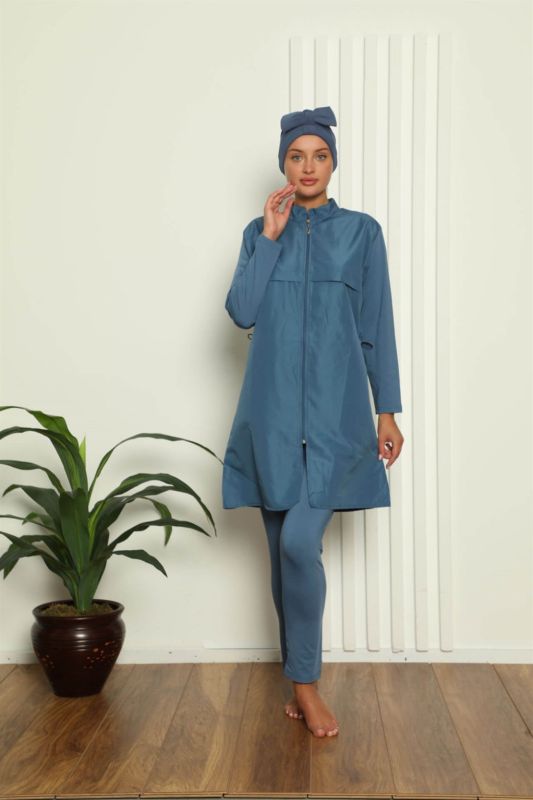 Moda Çizgi Tam Tesettür Pantolonlu Mayo 31034 - 2