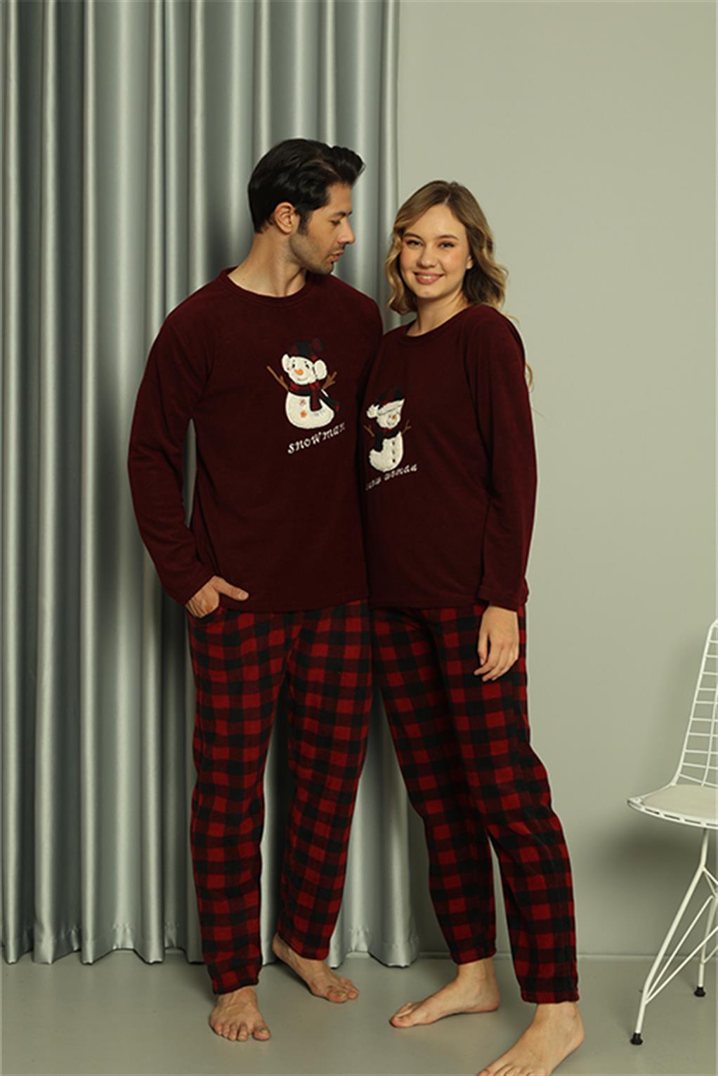 Moda Çizgi Welsoft Erkek Polar Sevgili Kombini Pijama Takımı 50121 Tek Takım Fiyatıdır - L | Bordo
