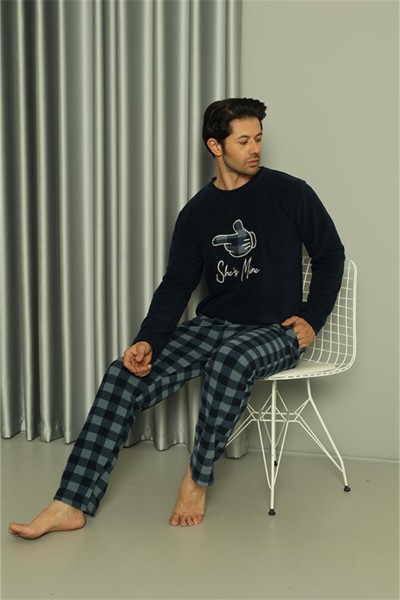 Moda Çizgi Welsoft Erkek Polar Sevgili Kombini Pijama Takımı 50123 Tek Takım Fiyatıdır - Thumbnail