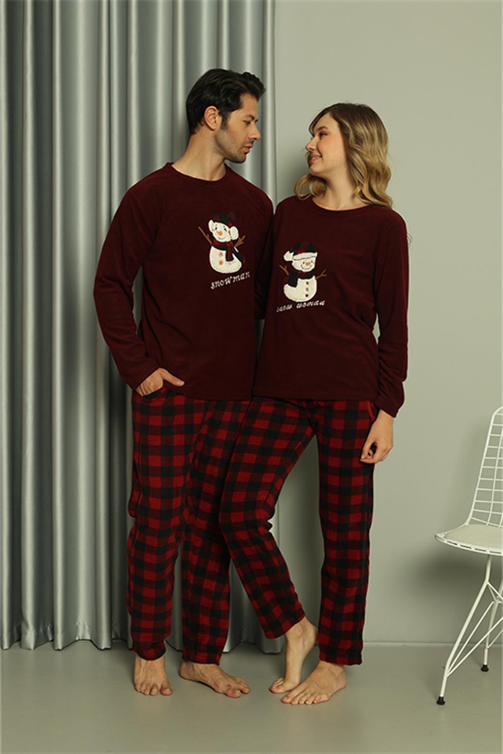 Moda Çizgi Welsoft Kadın Polar Sevgili Kombini Pijama Takımı 50120 Tek Takım Fiyatıdır - M | Bordo