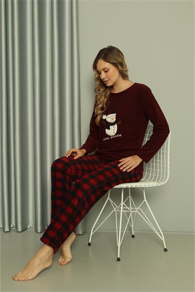 Moda Çizgi Welsoft Kadın Polar Sevgili Kombini Pijama Takımı 50120 Tek Takım Fiyatıdır - Thumbnail