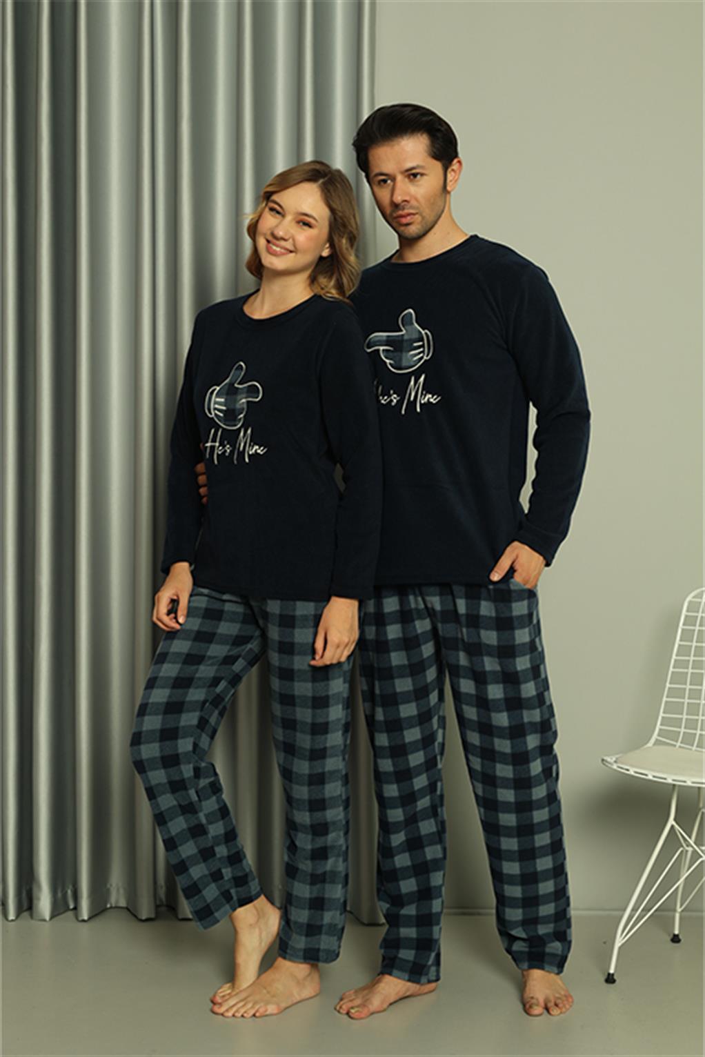 Moda Çizgi Welsoft Kadın Polar Sevgili Kombini Pijama Takımı 50122 Tek Takım Fiyatıdır - XL | Lacivert