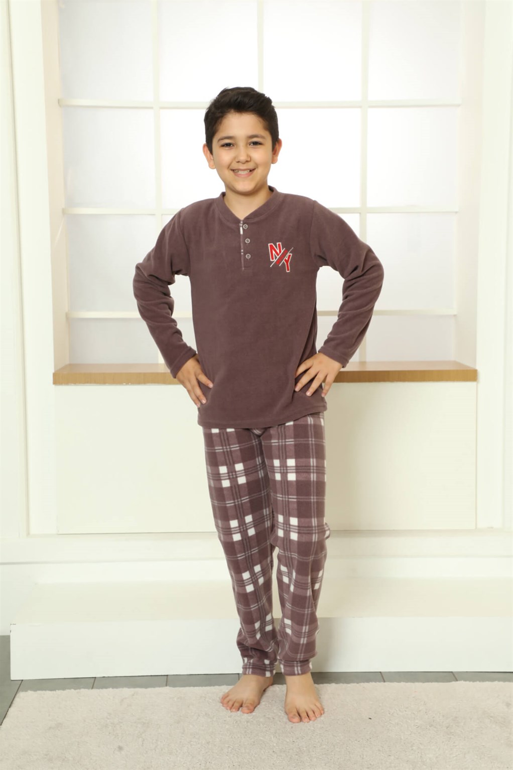 Moda Çizgi WelSoft Polar Çocuk Pijama Takımı 20249V - 6 | Vizon