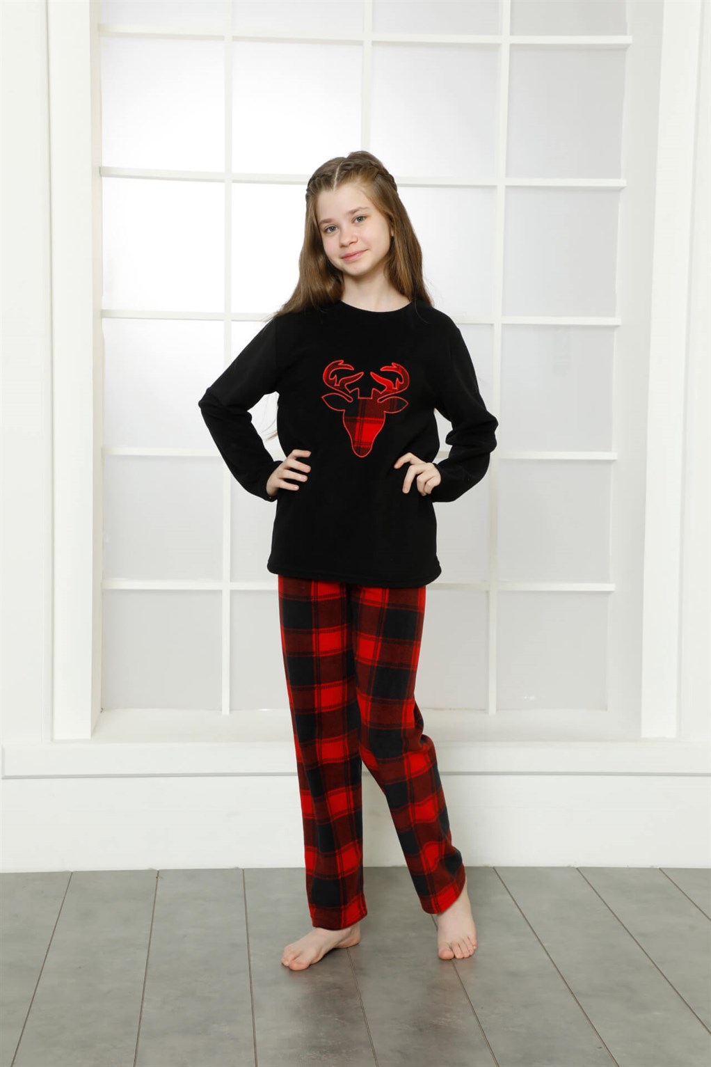 Moda Çizgi WelSoft Polar Çocuk Pijama Takımı 4632 - 16 | Siyah