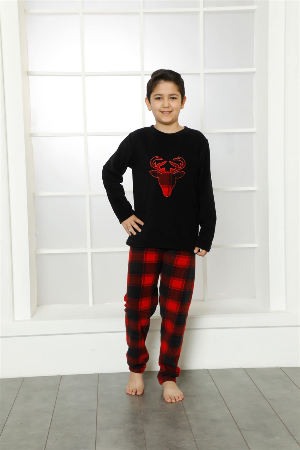 Moda Çizgi WelSoft Polar Çocuk Pijama Takımı 4634 - 16 | Siyah