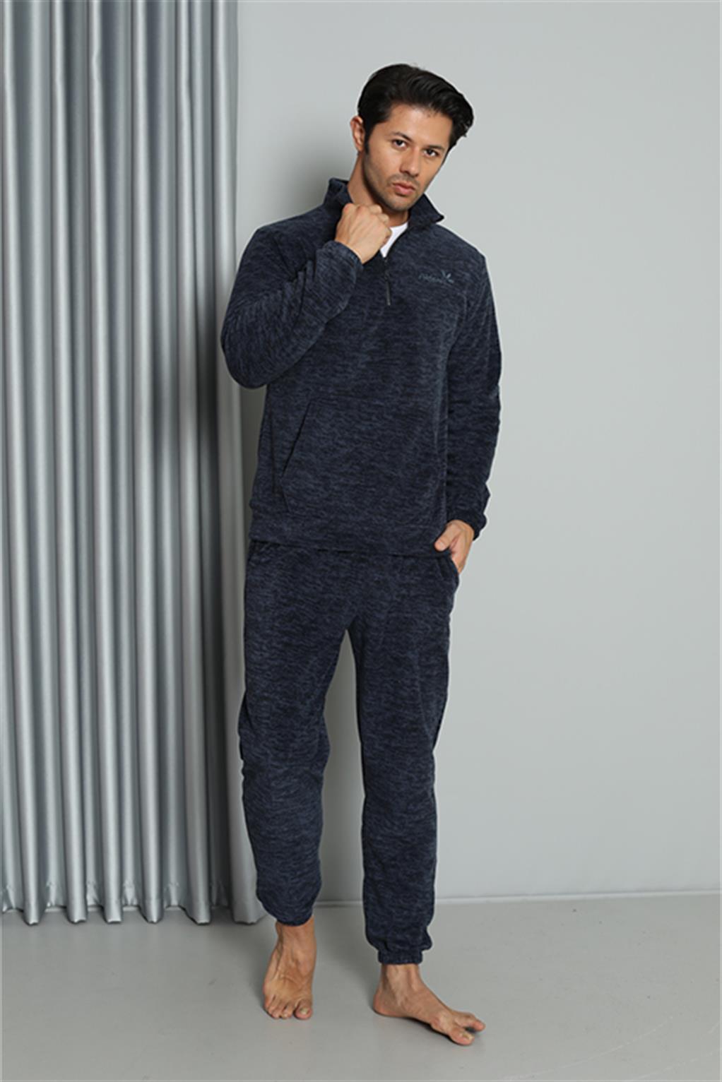 Moda Çizgi WelSoft Polar Fermuarlı Erkek Pijama Takımı 6839 - XL | Lacivert