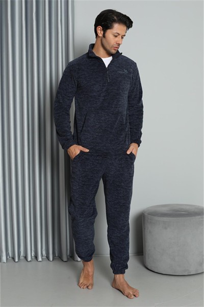 Moda Çizgi WelSoft Polar Fermuarlı Erkek Pijama Takımı 6839 - Thumbnail
