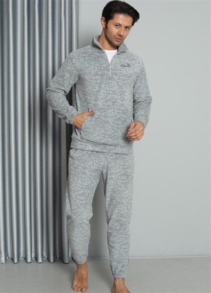 Moda Çizgi WelSoft Polar Fermuarlı Erkek Pijama Takımı 6840 - Thumbnail