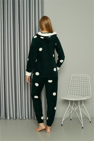 Moda Çizgi Welsoft Polar Kadın Kapşonlu Pijama Takımı 8512 - Thumbnail
