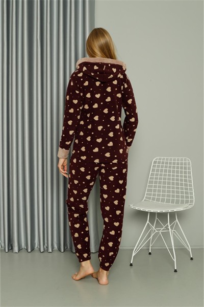 Moda Çizgi Welsoft Polar Kadın Kapşonlu Pijama Takımı 8513 - Thumbnail