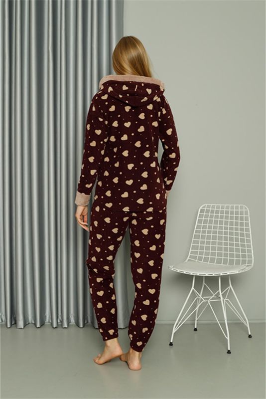 Moda Çizgi Welsoft Polar Kadın Kapşonlu Pijama Takımı 8513 - 5