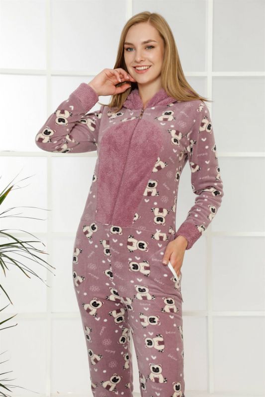 Moda Çizgi Polar Kadın Pijama Takımı - 1